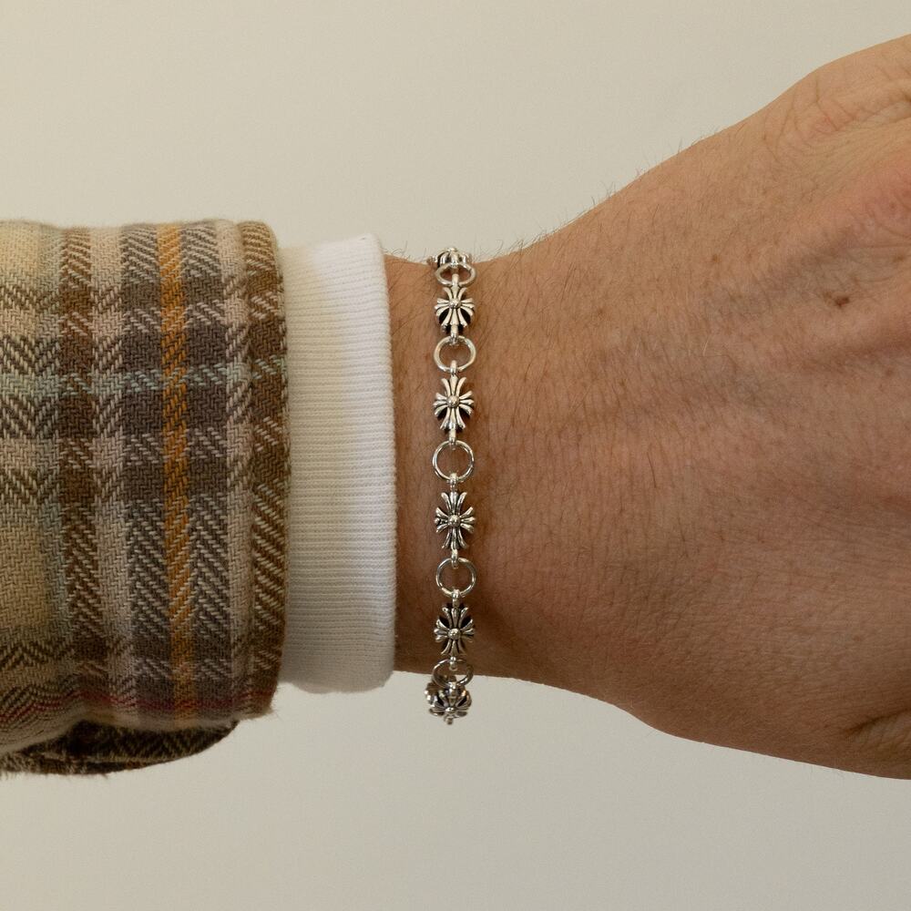 Silver Stainless Steel Gothic Cross Bracelet